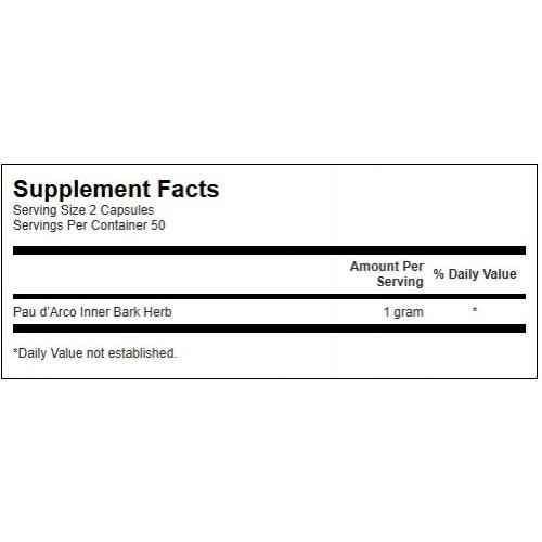 SWANSON Full Spectrum Pau d'Arco 500 mg Uztura bagātinātājs imunitātei 100 kapsulas