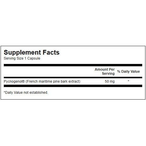 SWANSON Pycnogenol 50mg Antioxidant Support Jūras priedes mizas ekstrakts 50 capsules