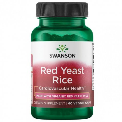 SWANSON Red Yeast Rice Cardiovascular Health Sarkanā rauga rīsu uztura bagātinātājs 60 kapsulas