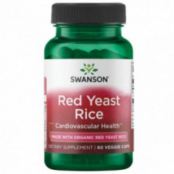 SWANSON Red Yeast Rice Cardiovascular Health Sarkanā rauga rīsu uztura bagātinātājs 60 kapsulas
