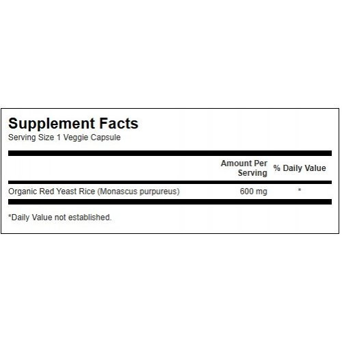 SWANSON Red Yeast Rice Cardiovascular Health Sarkanā rauga rīsu uztura bagātinātājs 60 kapsulas