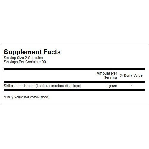 SWANSON Full Spectrum Shiitake Mushroom 500mg Immune Health Šitake sēņu uztura bagātinātājs 60 kapsulas