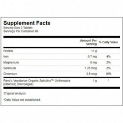 SWANSON Certified Organic Spirulina 500mg Antioxidant Support Spirulīna 180 kapsulas