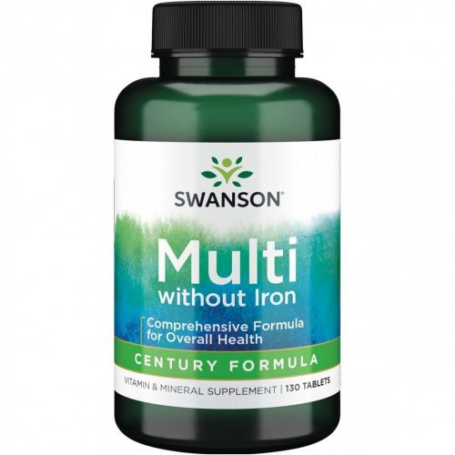 SWANSON Multivitamin without Iron Multivitaminų ir mineralų kompleksas, be geležies 130 kapsulas