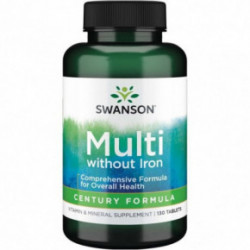 SWANSON Multivitamin without Iron Multivitamīnu un minerālvielu komplekss bez dzelzs 130 kapsulas
