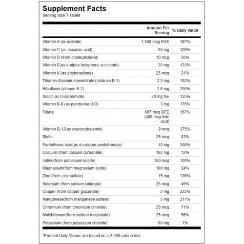 SWANSON Multivitamin without Iron Multivitaminų ir mineralų kompleksas, be geležies 130 kapsulas