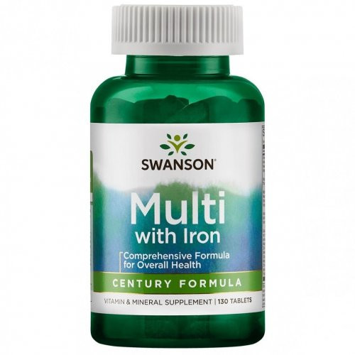 SWANSON Multivitamin with Iron Multivitamīnu un minerālvielu komplekss ar dzelzi 130 kapsulas