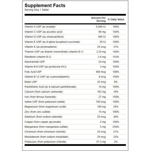 SWANSON Multivitamin with Iron Multivitamīnu un minerālvielu komplekss ar dzelzi 130 kapsulas
