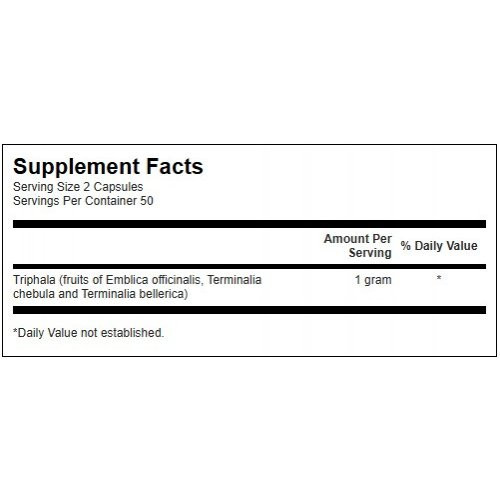 SWANSON Triphala 500mg Digestive and Immune Health Uztura bagātinātājs Triphala 100 kapsulas