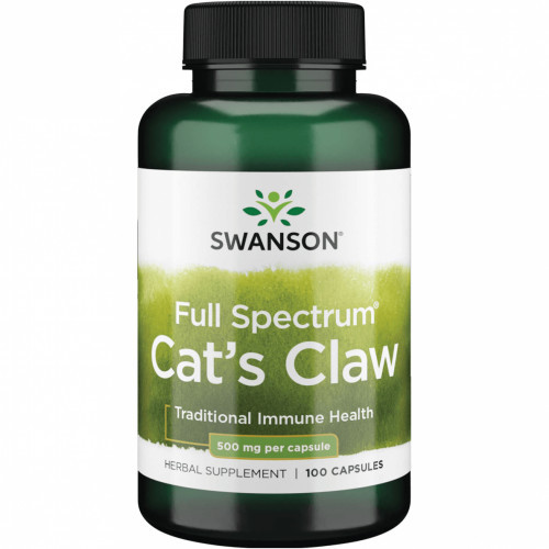 SWANSON Full Spectrum Cats Claw 500mg Traditional Immune Health Uztura bagātinātājs Una De Gato 100 kapsulas