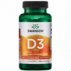 SWANSON High Potency Vitamin D3 1.000 IU (25mcg) Bone and Immune Health D3 vitamīns 250 kapsulių