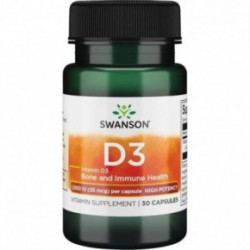 SWANSON High Potency Vitamin D3 1.000 IU (25mcg) Bone and Immune Health D3 vitamīns 250 kapsulių
