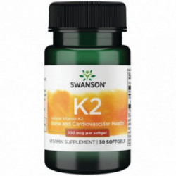 SWANSON Natural Vitamin K2 100mcg Bone and Cardiovascular Health Dabīgais K2 vitamīns 30 kapsulas