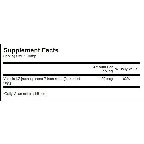SWANSON Natural Vitamin K2 100mcg Bone and Cardiovascular Health Dabīgais K2 vitamīns 30 kapsulas