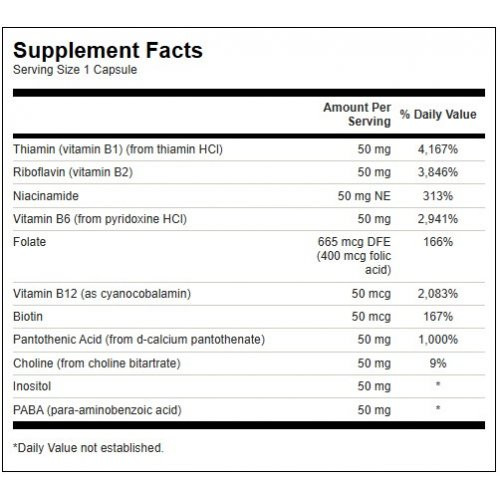 SWANSON Balance B-50 Complex Uztura bagātinātājs B vitamīna komplekss 100 kapsulas