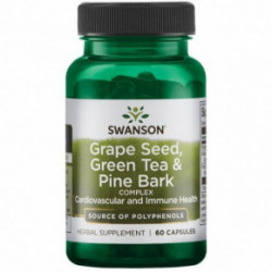 SWANSON Grape seed, Green Tea & Pine Bark Complex Vīnogu kauliņu, zaļās tējas un priežu mizas komplekss 60 kapsulas