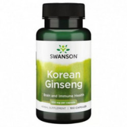 SWANSON Korean Ginseng 500mg Brain and Immune Health Uztura bagātinātājs žeņšeņs 100 kapsulas