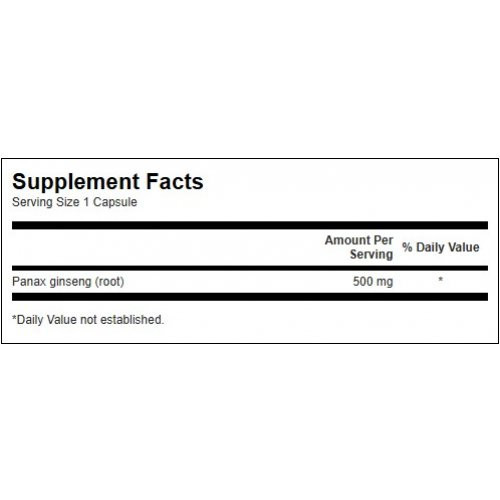 SWANSON Korean Ginseng 500mg Brain and Immune Health Uztura bagātinātājs žeņšeņs 100 kapsulas