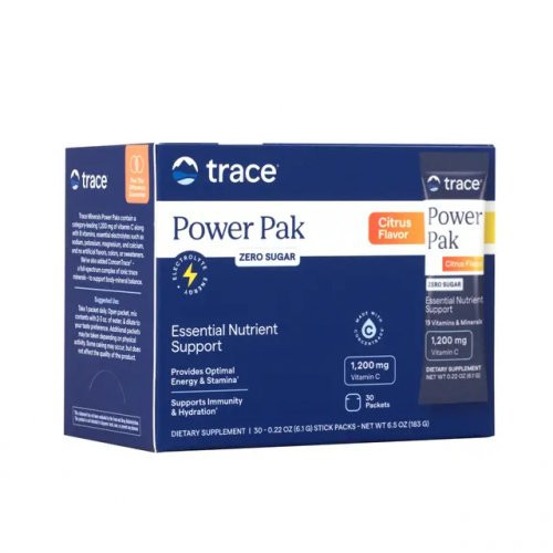Trace Minerals Power Pak Essential Nutrient Support Elektrolīti ar C vitamīnu imunitātei un enerģijai 30x6.1g
