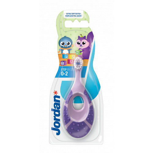 Jordan Step 0-2 years Baby Toothbrush Extra Soft Īpaši mīksta bērnu zobu birste Purple