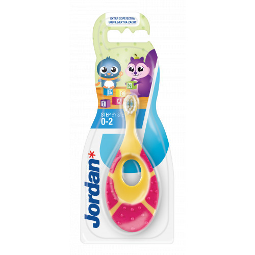 Jordan Step 0-2 years Baby Toothbrush Extra Soft Īpaši mīksta bērnu zobu birste Purple