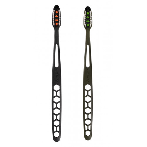 Jordan Ultralite 1+1 Toothbrush Medium Zobu birstes komplekts Green + Black