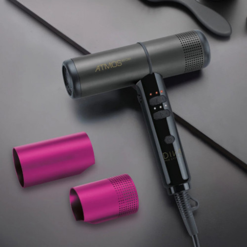 Diva Pro Styling Atmos Atom Hair Dryer Matu fēna uzmavas Slate Black