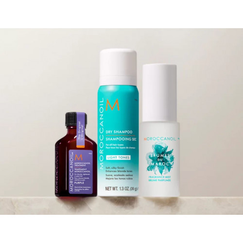 Moroccanoil Must Have Refresh, Nourish, And Go! Light Tones Vasaras ceļojumu komplekts blondiem matiem