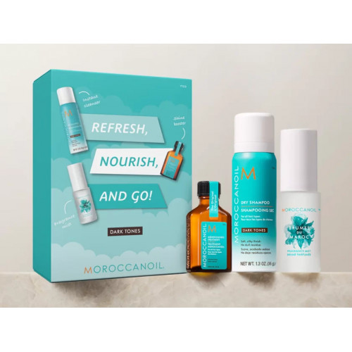 Moroccanoil Must Have Refresh, Nourish, And Go! Vasaras ceļojumu komplekts tumšiem matiem