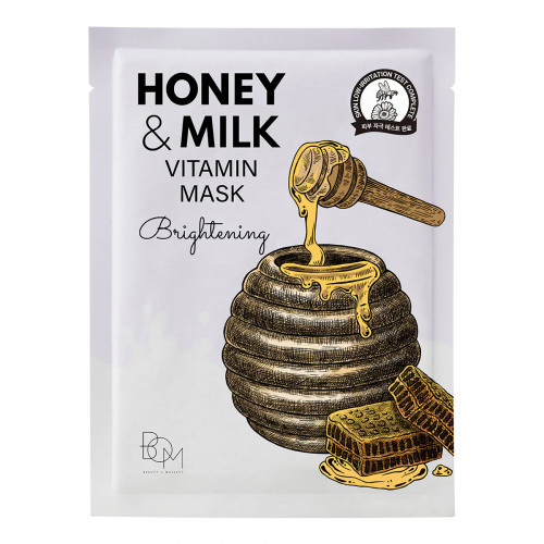 BOM Honey & Milk Vitamin Mask Ādu balinošas lokšņu sejas maskas 10 gab.