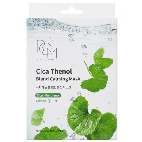 BOM Cica Thenol Blend Calming Mask Ādu nomierinošas lokšņu sejas maskas 10 gab.