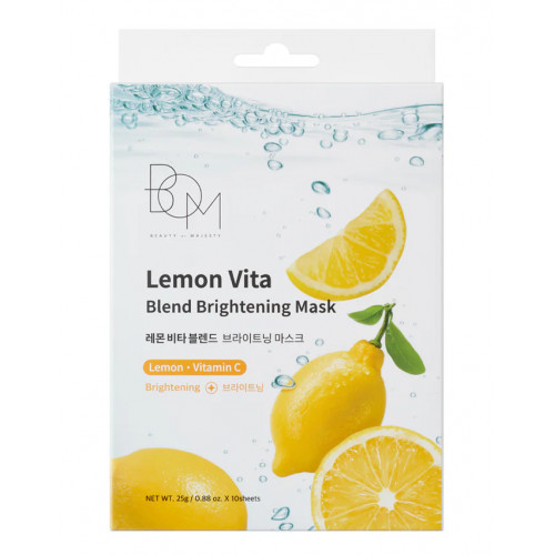 BOM Lemon Vita Blend Brightening Mask Ādas balināšanas lokšņu maskas 10 gab.