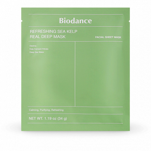 Biodance Refreshing Sea Kelp Real Deep Mask Sebuma izdalīšanos līdzsvarojoša nakts lokšņu sejas maska 34g