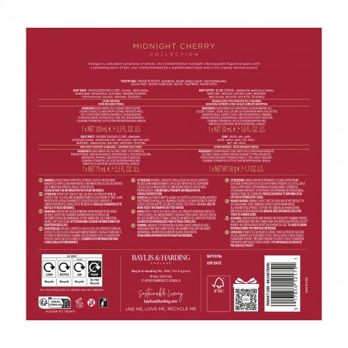 Baylis & Harding Midnight Cherry Luxury Travel Wash Bag Gift Set Dāvanu komplekts