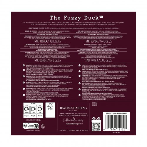 Baylis & Harding The Fuzzy Duck Bergamot, Hemp & Sandalwood Men's Luxury Wash Bag Gift Set Ceļojumu komplekts vīriešiem