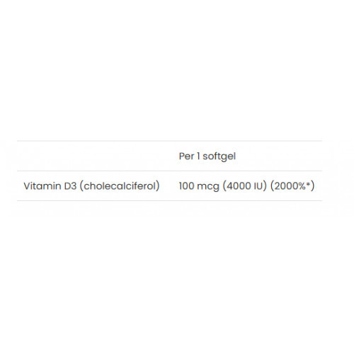 VPLab Nutrition UltraVit Vitamin D3 4000 IU Uztura bagātinātājs 120 kapsulas