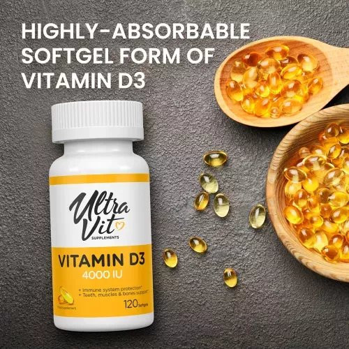 VPLab Nutrition UltraVit Vitamin D3 4000 IU Uztura bagātinātājs 120 kapsulas