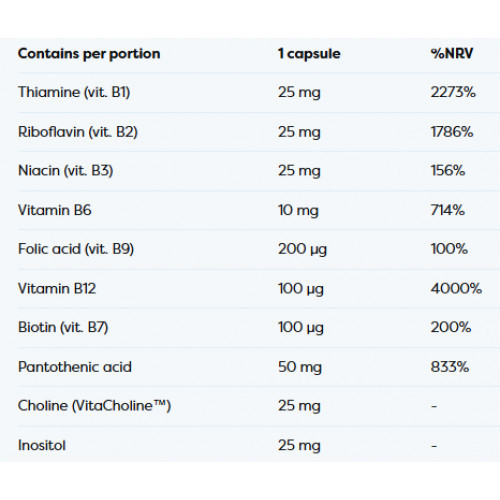 Osavi B-Complex with Choline & Inositol Uztura bagātinātājs ar holīnu un inozitolu 60 kapsulas