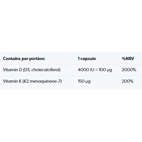 Osavi Vitamin D3 + K2, 4000IU + 150 mcg Uztura bagātinātājs 120 kapsulas