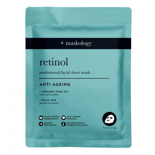 Maskology Retinol Professional Sheet Mask Lokšņu sejas maska ar retinolu, 22ml