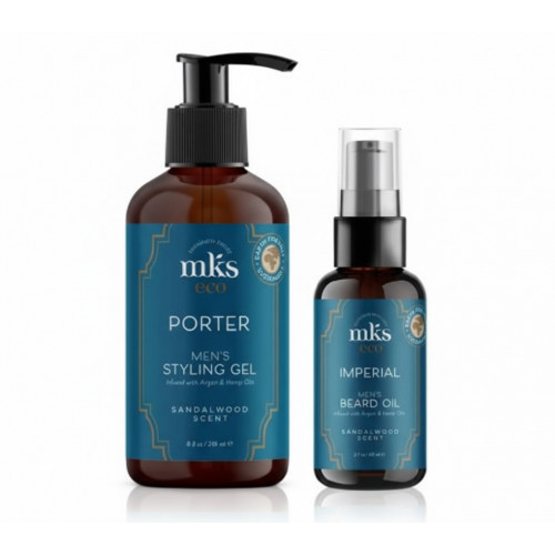 MKS eco Imperial Men's Beard Oil and Porter Men's Styling Gel Set Bārdas un matu kopšanas komplekts