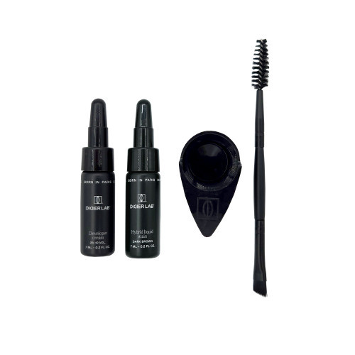 Didier Lab Hybrid Liquid Stain Brow & Lash Kit Uzacu un skropstu krāsošanas komplekts Black