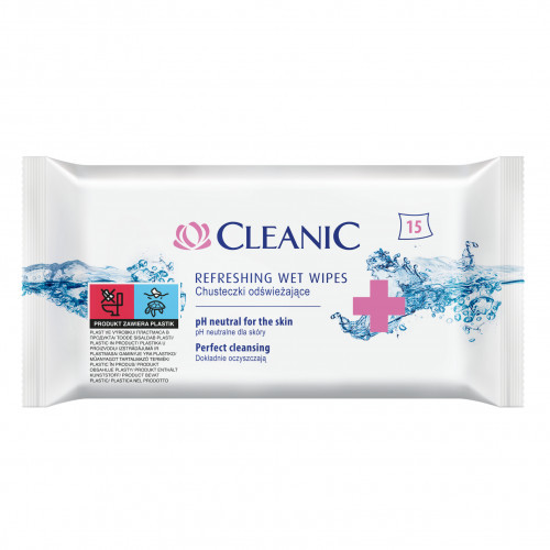 Cleanic Refreshing Wet Wipes Mitrās salvetes 15vnt