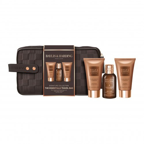 Baylis & Harding Signature Men's Black Pepper & Ginseng Gift Set Vīriešu ķermeņa kopšanas komplekts ar kosmētikas somiņu