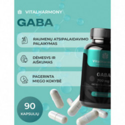 Vitalharmony GABA 700 mg Uztura bagātinātājs 90 kapsulas