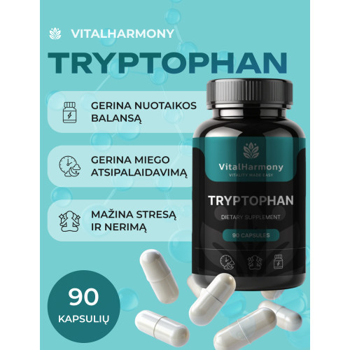 Vitalharmony Tryptophan Uztura bagātinātājs 90 kapsulas