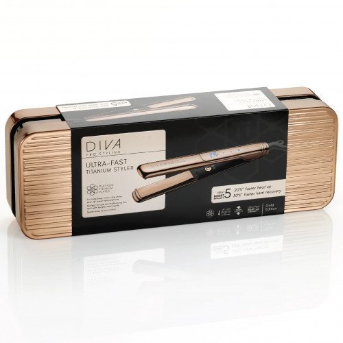Diva Pro Styling Ultra Fast Titanium Styler Rose Gold Taisnotājs ar titāna plāksnēm 1gab.