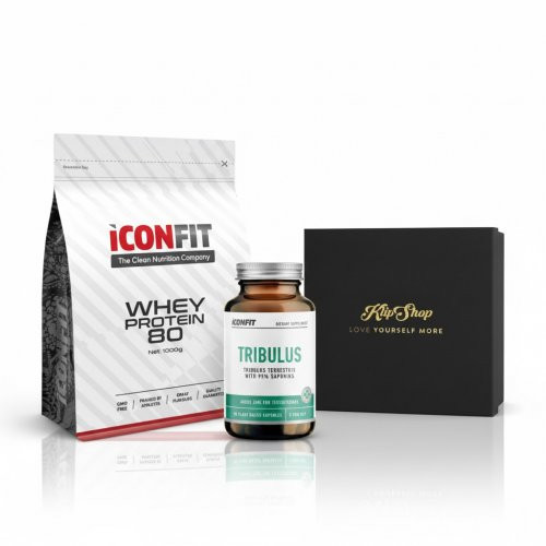 KlipShop Iconfit Whey Protein & Tribulus Supplement For Men Gift Set Sūkalu proteīna un Tribulusa uztura bagātinātāju komplekts vīriešiem