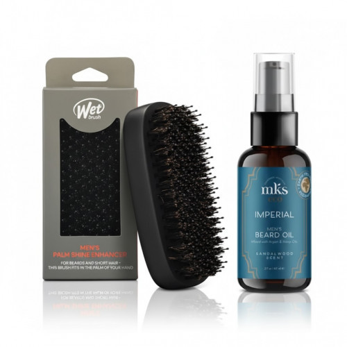 KlipShop Beard Oil and Palm Shine Enhancer Brush Set Bārdas kopšanas komplekts