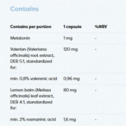 Osavi Melatonin with Valerian & Lemon Balm 1mg Melatonīns 1 mg ar baldriānu un melisu 120 kapsulas
